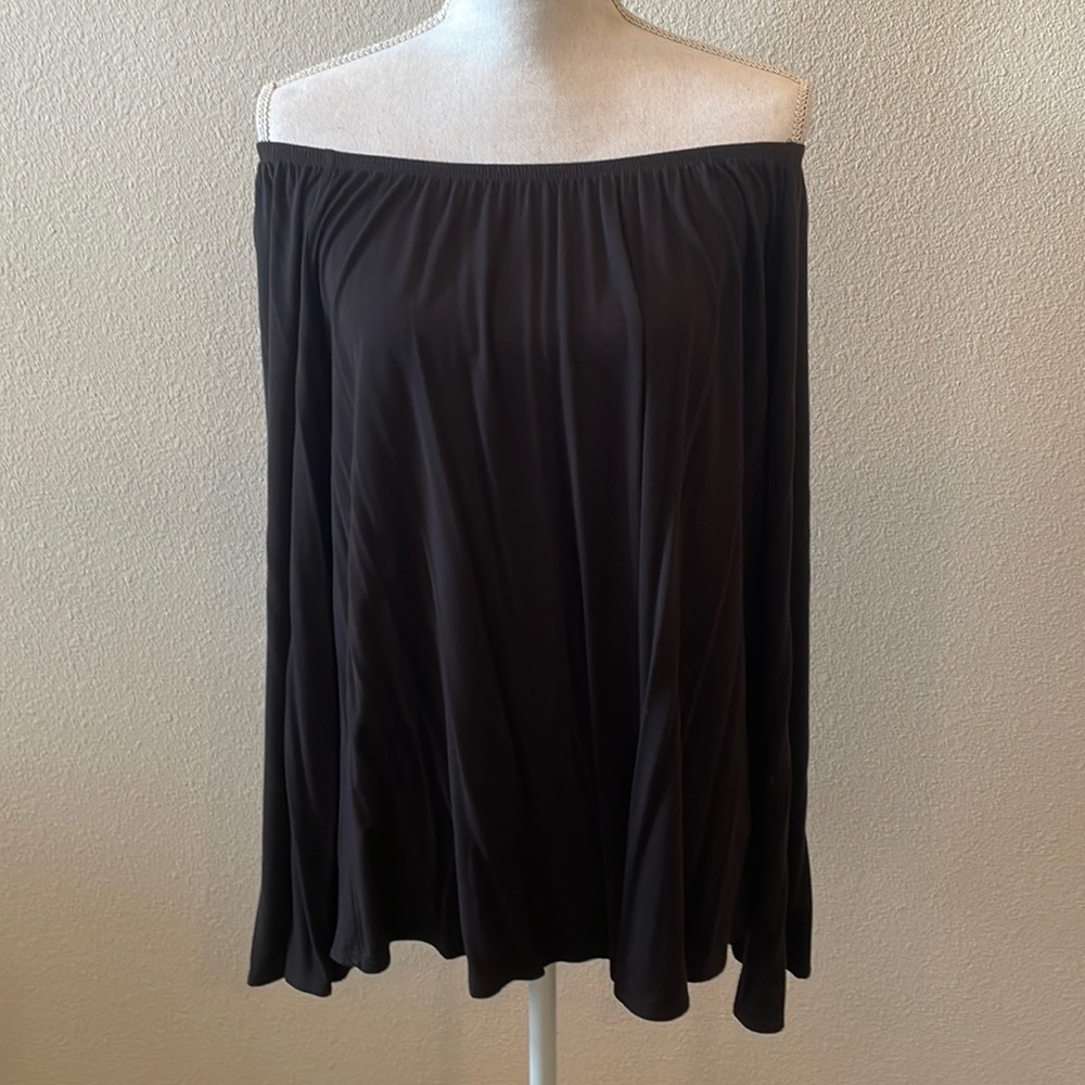 Black off the shoulder bell sleeve top